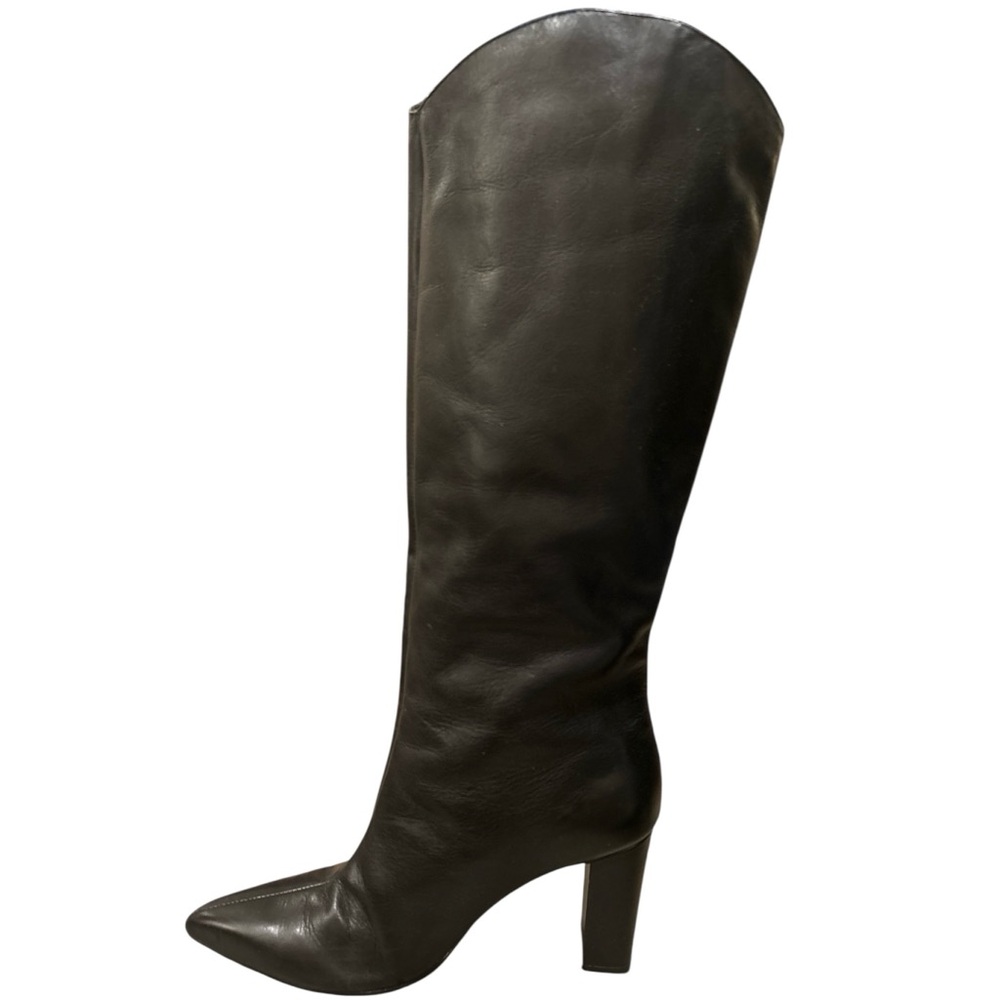 Arezzo knee high black leather block heel boots women’s size 9B
